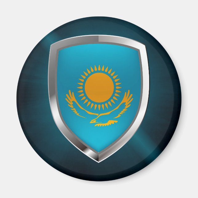 Kazakhstan Metallic Emblem Magnet (Front)