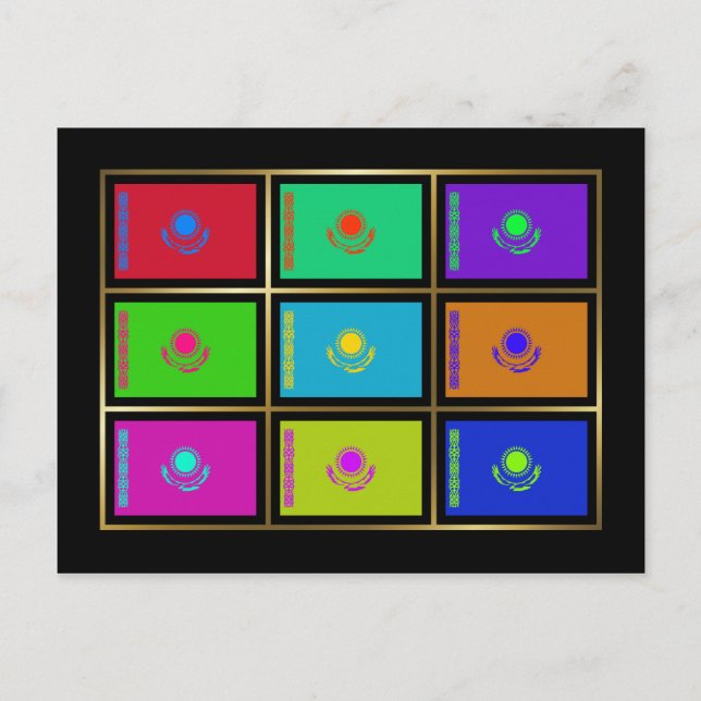 Kazakhstan Multihue Flags Postcard (Front)