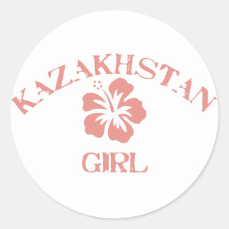 Kazakhstan Pink Girl Classic Round Sticker