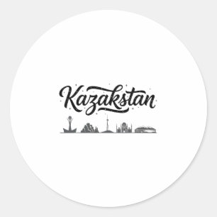Kazakhstan Skyline Travel Vacation Outfits Classic Round Sticker