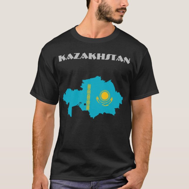 Kazakhstan Special Customisable Black Tourist T-Shirt (Front)