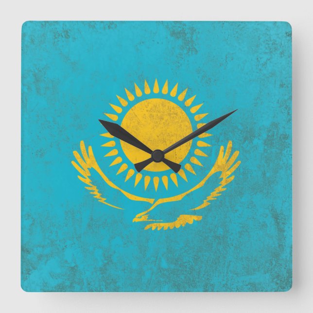 Kazakhstan Square Wall Clock (Front)