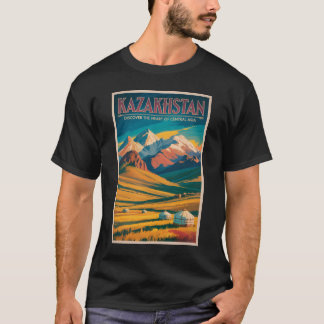 Kazakhstan Steppes Illustration Travel Art Vintage T-Shirt