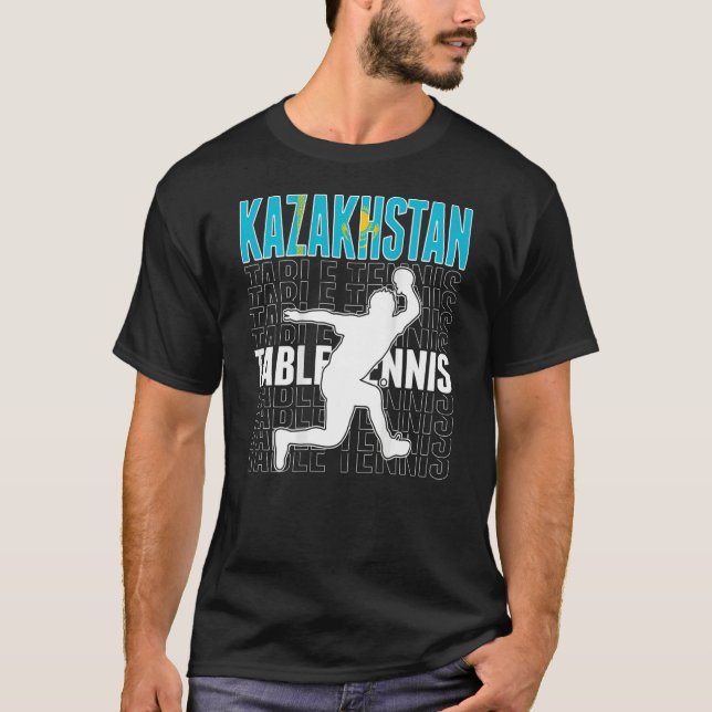 Kazakhstan Table Tennis Fans   Kazakhstani Flag Pi T-Shirt (Front)