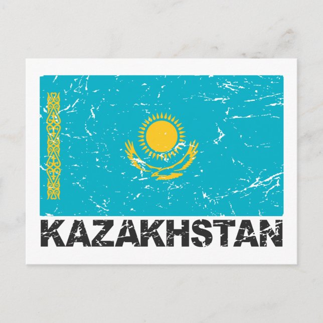 Kazakhstan Vintage Flag Postcard (Front)