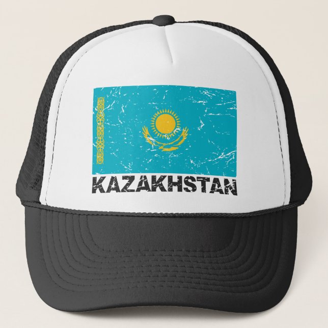 Kazakhstan Vintage Flag Trucker Hat (Front)