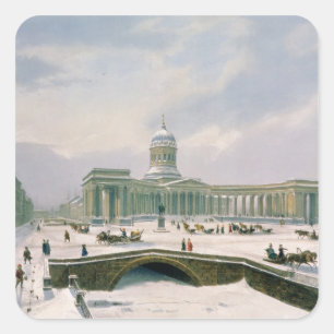 Kazan Cathedral, St. Petersburg Square Sticker