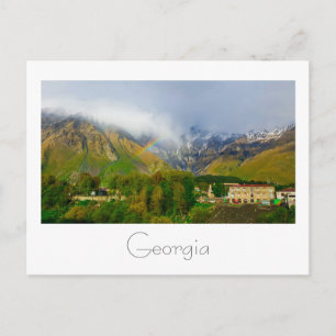 Kazbegi Georgia Caucuses Mountains Rainbow Postcard