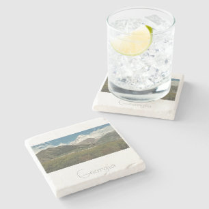 Kazbegi Georgia Church Mountain Landscape Stone Coaster