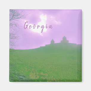 Kazbegi Georgia Gergeti Church Mountain Landscape Magnet