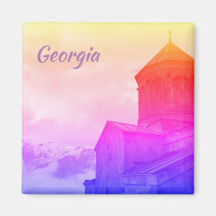 Kazbegi Georgia Gergeti Church Mountain Landscape Magnet