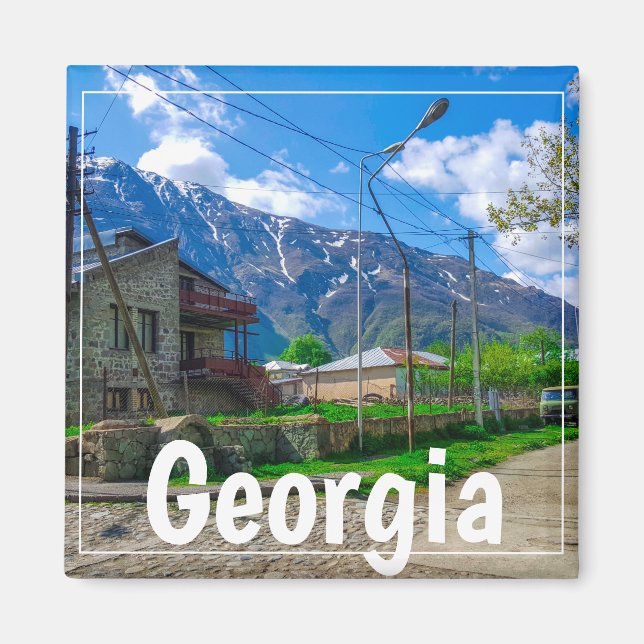 Kazbegi Stepantsminda Georgia Caucuses Mountains Magnet (Front)