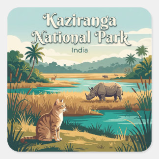 Kaziranga National Park India Square Sticker