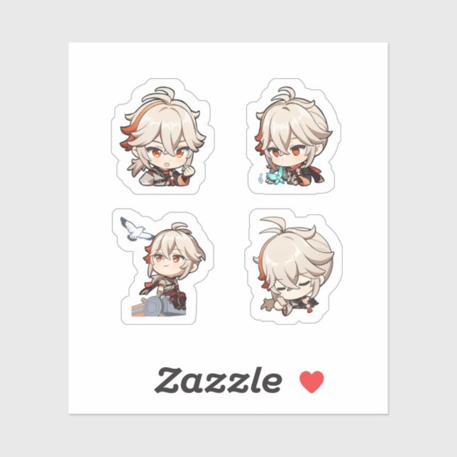Kazuha Genshin Impact 4 Pack Sticker Sheet (Sheet)