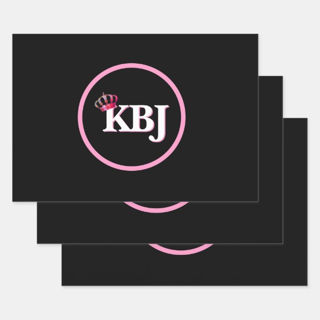 KBJ Pink Black Wrapping Paper Sheets (Set)