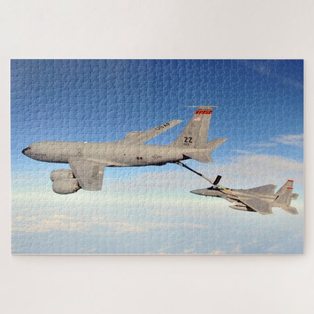 KC-135R Stratotanker Refuels F-15C Eagle Kadena JP Jigsaw Puzzle (Horizontal)