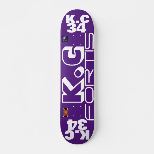 KC 34  OFFICIAL 7 3/4" Skateboard Deck (Front)