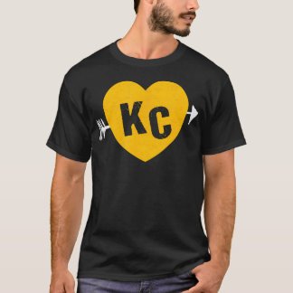 Kc Red Yellow Heart Arrow Kc Kansas City 2 Lette T-Shirt