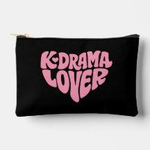 Kdrama Lover Pink Heart Typography Simple Black