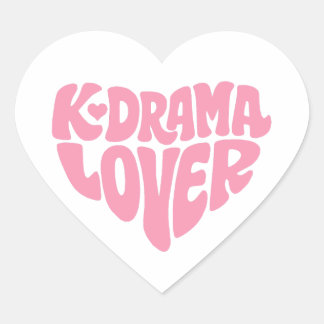 Kdrama Lover Pink Modern Minimalistic Typography Heart Sticker