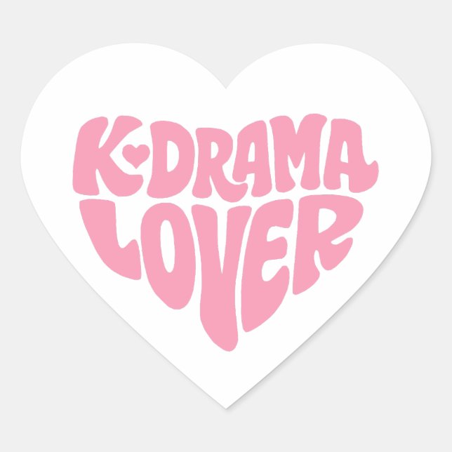 Kdrama Lover Pink Modern Minimalistic Typography Heart Sticker (Front)