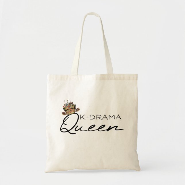 KDrama Queen with traditional Korean crown Tote Bag (Front)
