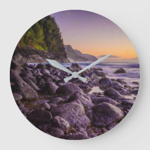 Ke’e Beach at Sunrise, Kauai, Hawaii Large Clock