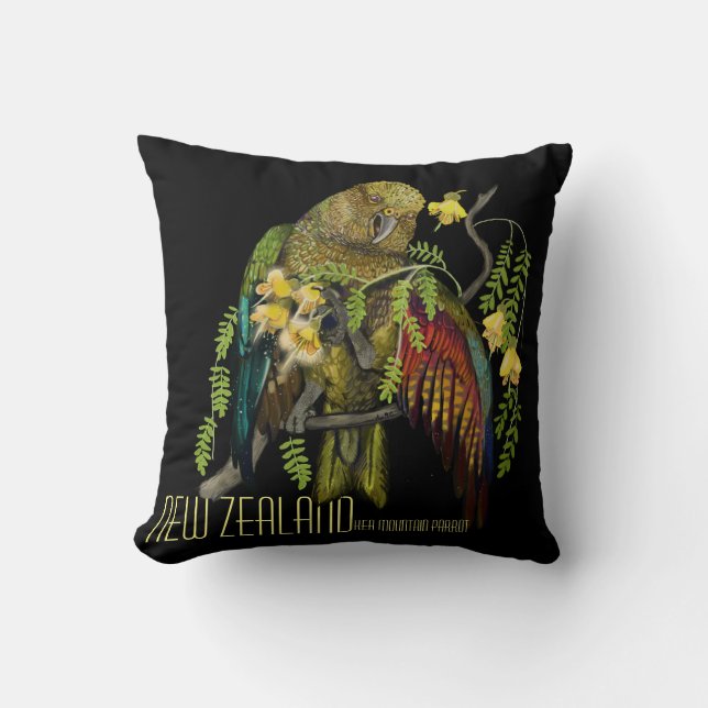 Kea New Zealand Mountain Parrot Cushion (Front)
