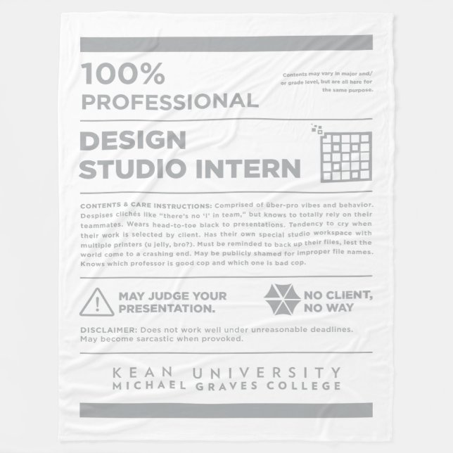Kean MGC Design Studio Care Label Fleece Blanket (Front)