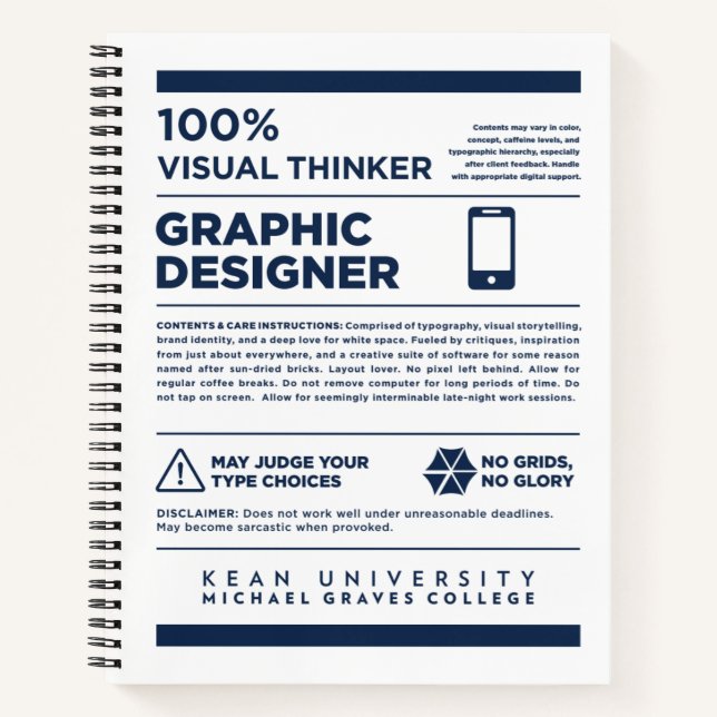 Kean MGC Graphic Design Care Label Notebook (Front)
