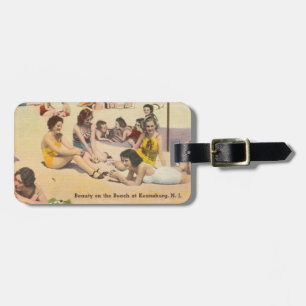 Keansburg, New Jersey - Antique Beach Shore Scene Luggage Tag