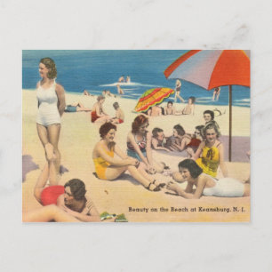Keansburg, NJ Antique Beach Scene Postcard