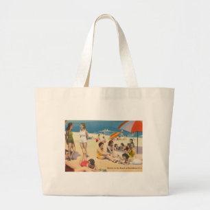 Keansburg, NJ Shore - Vintage Sandy Beach Scene Large Tote Bag