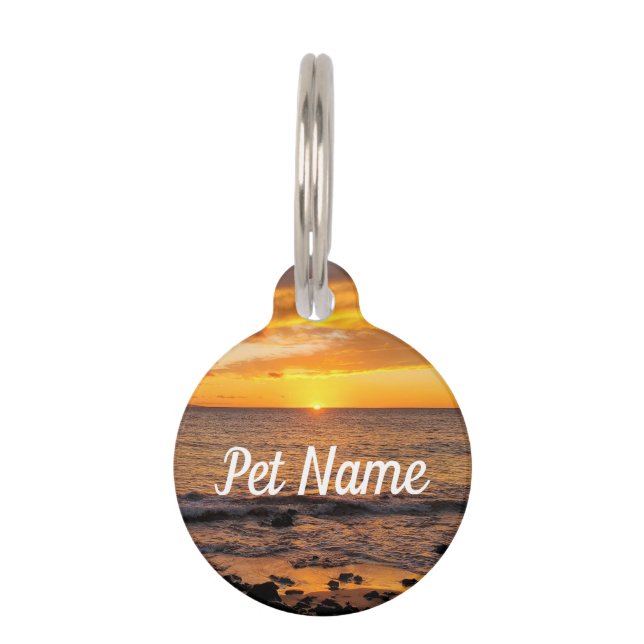 Keawakapu Beach Sunset Maui Pet Tag (Front)