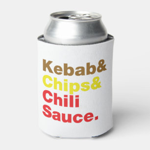 Kebab & Chips & Chilli Sauce. Can Cooler
