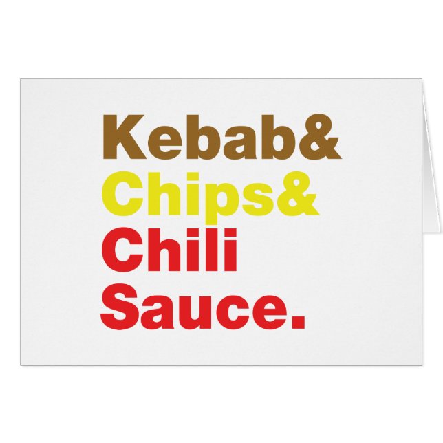 Kebab & Chips & Chilli Sauce. Card (Front Horizontal)