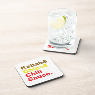 Kebab & Chips & Chilli Sauce. Coaster