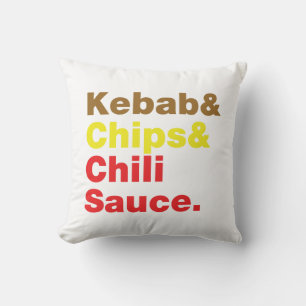 Kebab & Chips & Chilli Sauce. Cushion