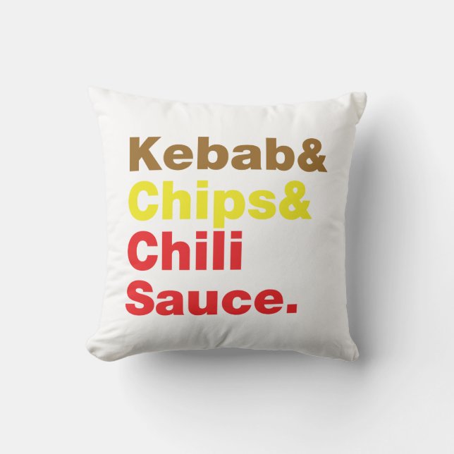 Kebab & Chips & Chilli Sauce. Cushion (Front)