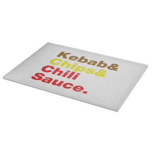 Kebab & Chips & Chilli Sauce. Cutting Board
