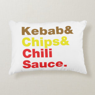 Kebab & Chips & Chilli Sauce. Decorative Cushion