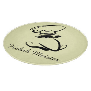 Kebab Meister Cartoon Mono Brow Chef Cutting Board