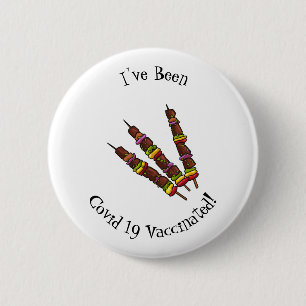Kebab or kabob cartoon illustration 6 cm round badge