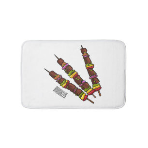 Kebab or kabob cartoon illustration bath mat