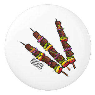 Kebab or kabob cartoon illustration ceramic knob