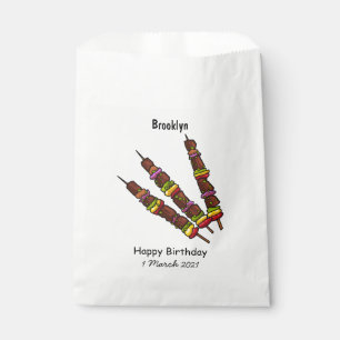 Kebab or kabob cartoon illustration favour bag