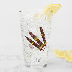 Kebab or kabob cartoon illustration glass