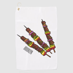 Kebab or kabob cartoon illustration golf towel