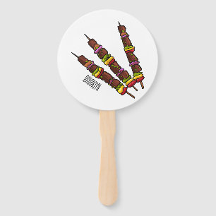 Kebab or kabob cartoon illustration hand fan