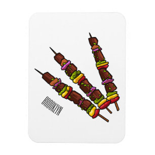 Kebab or kabob cartoon illustration magnet